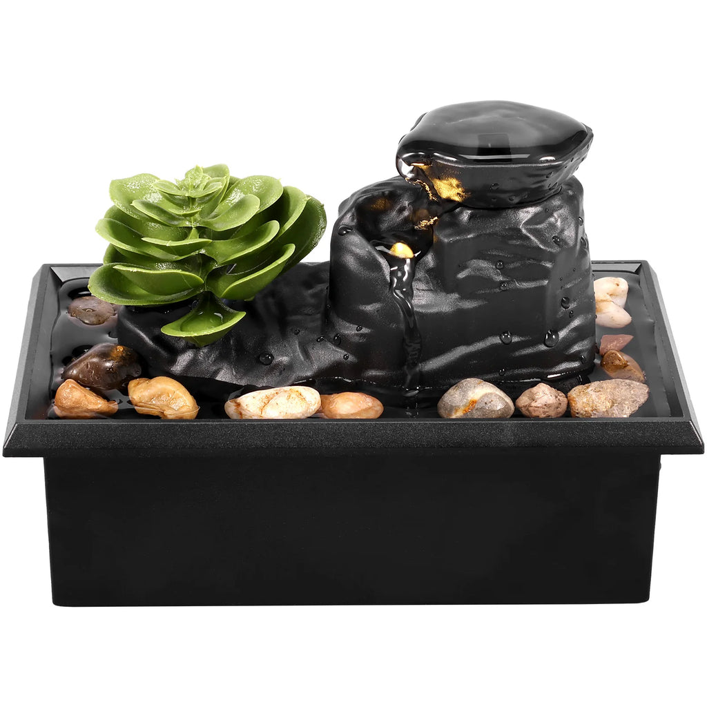 Tabletop Waterfall Home Decor Relaxation Meditation Desktop Fountain with Soft Lights Flowing Water Ornaments Mother's Day Gifts by HARMONYA STORE