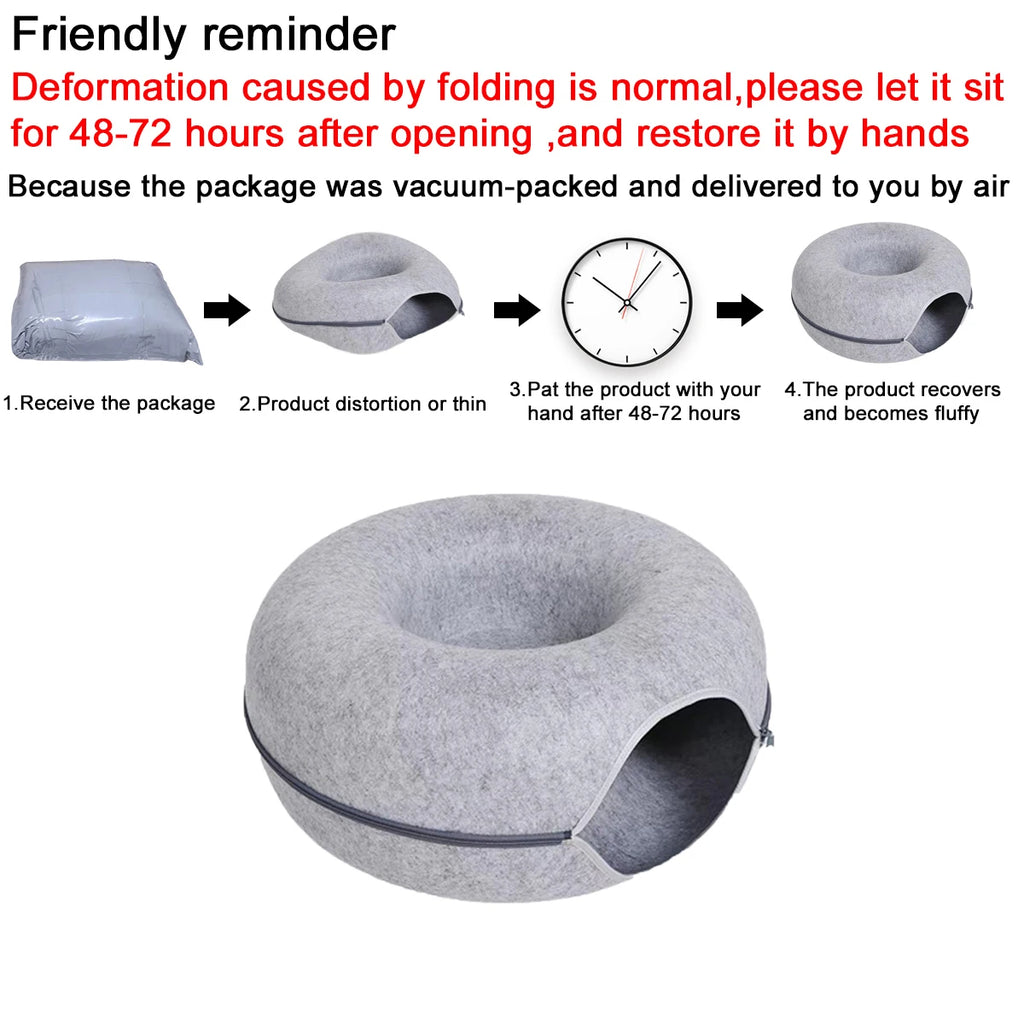 B-Tunnel Donut Cat Bed Interactive Tunnel Pet Felt Indoor Toys Cats House Kitten Training Toy Cat Kennel Cat Accessories by HARMONYA STORE