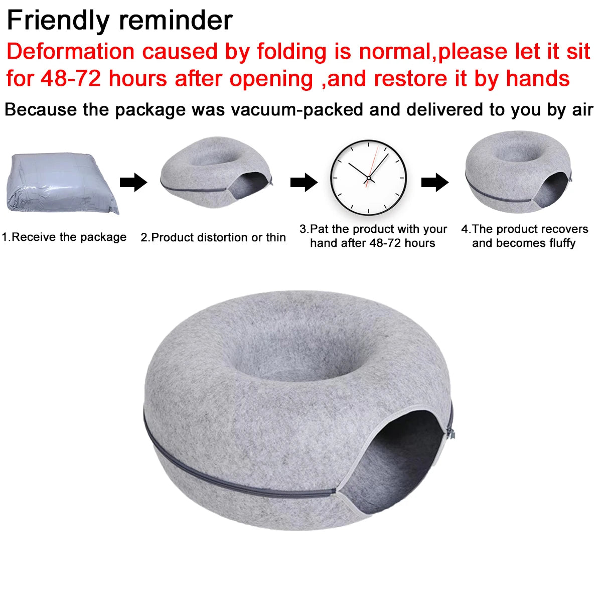 B-Tunnel Donut Cat Bed Interactive Tunnel Pet Felt Indoor Toys Cats House Kitten Training Toy Cat Kennel Cat Accessories by HARMONYA STORE