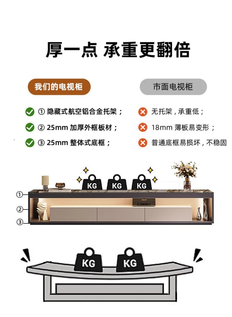 Glas Transparent Tv Table Cabinet Storage Luxury Floor Modern Tv Table Entertainment Center Meuble Television Salon Furnitures by HARMONYA STORE