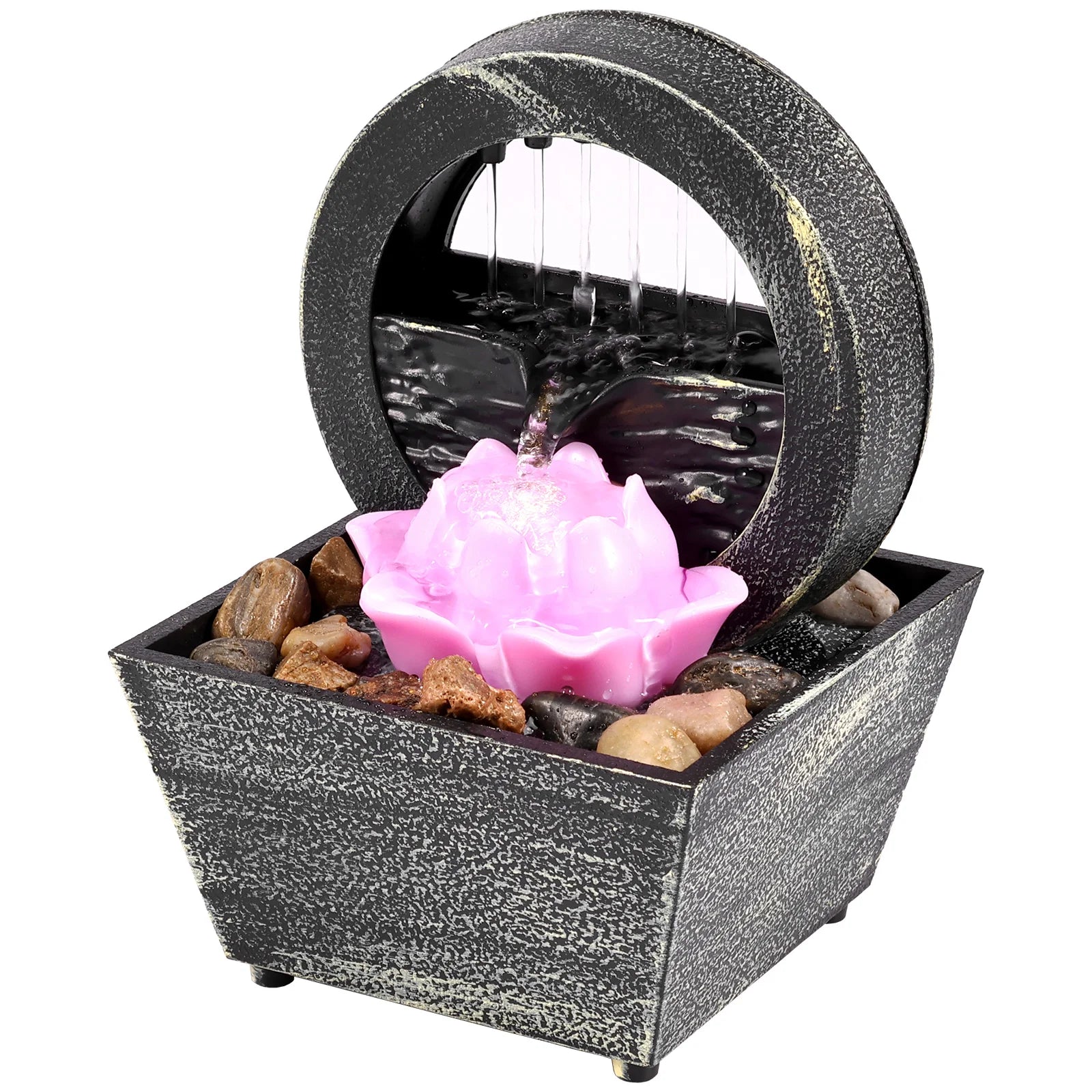 Tabletop Waterfall Home Decor Relaxation Meditation Desktop Fountain with Soft Lights Flowing Water Ornaments Mother's Day Gifts by HARMONYA STORE