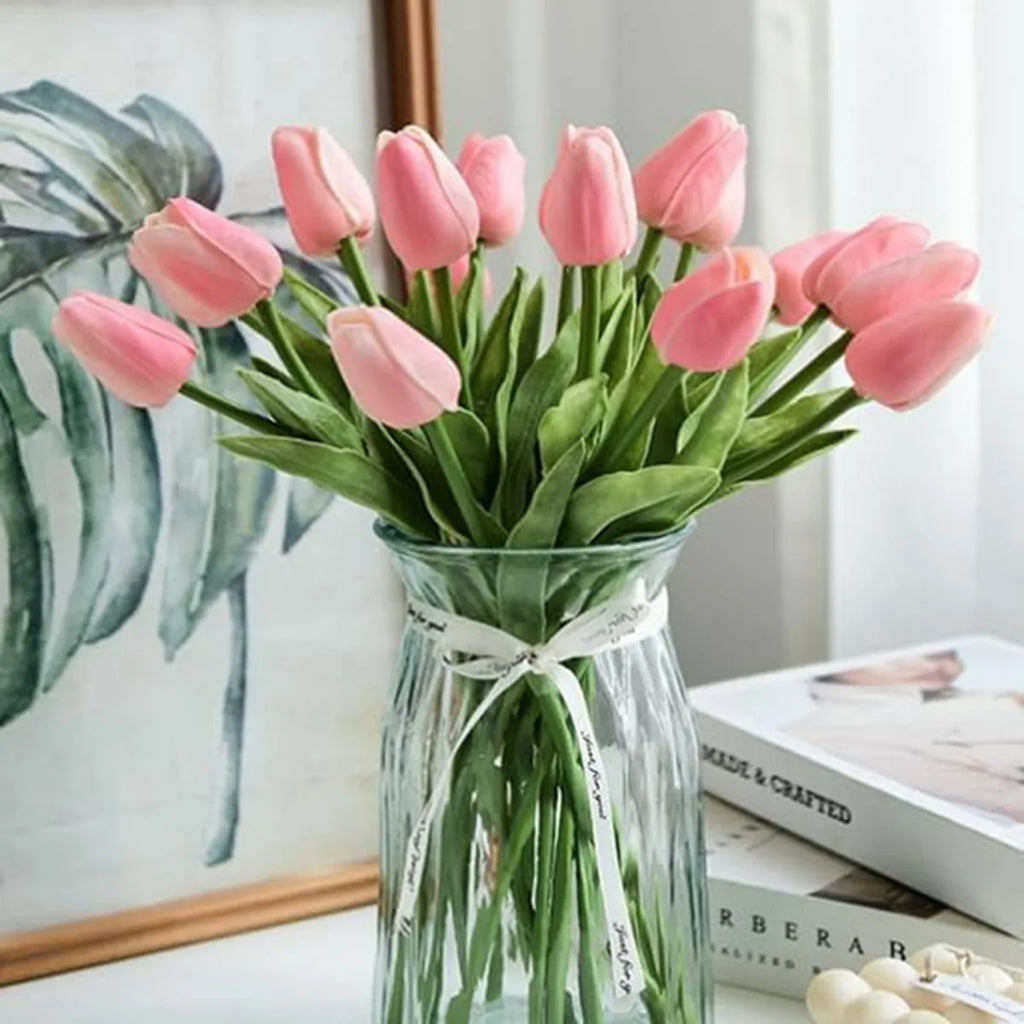 10Pcs Artificial Flower Realistic Touch Tulip Scrapbooking Vase Home Decor Wedding Garden Arch Garland Mother's Day Bouquet diy by HARMONYA STORE
