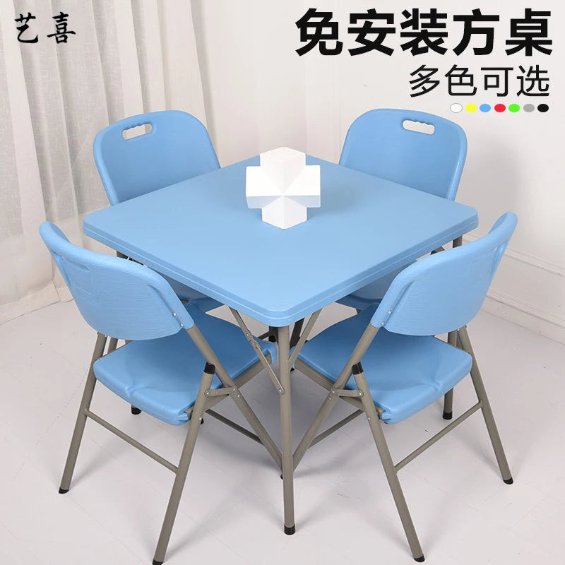 Folding square table, household dining table, square mahjong square table, outdoor portable plastic stall, street stall table by HARMONYA STORE