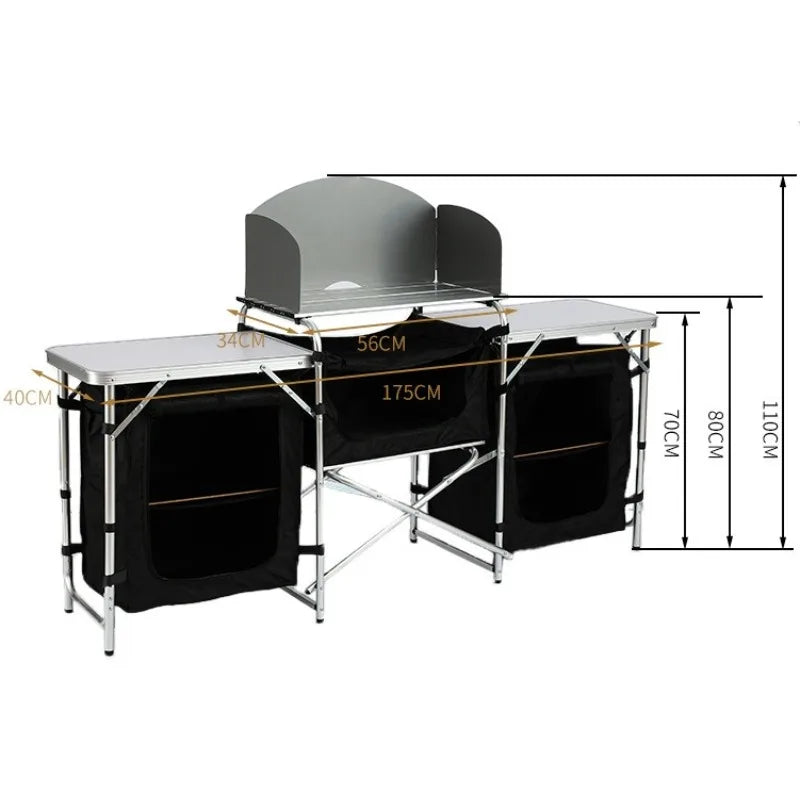Outdoor Folding Portable Table Aluminum Alloy Frame Multi-functional Mobile Kitchen Dining Table Stable Camping Equipment by HARMONYA STORE