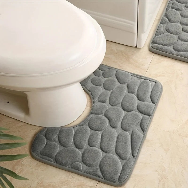 Washroom toilet foot mat U-shaped floor mat waterproof pad Bathroom bathroom water absorption anti-skid pad by HARMONYA STORE