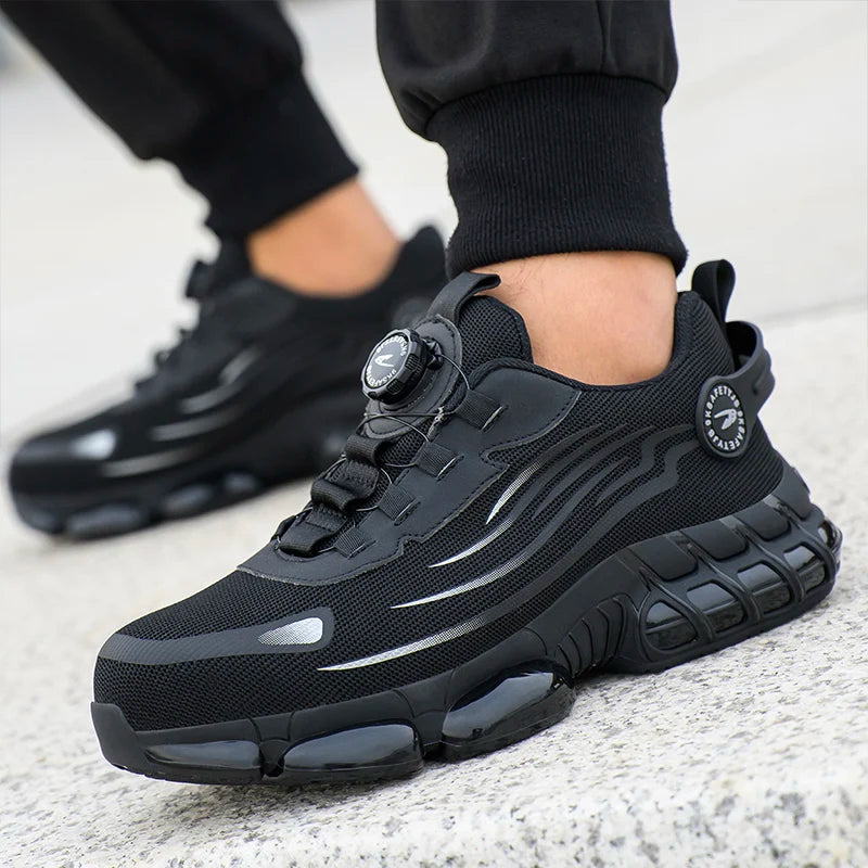 Rotating Button New Safety Shoes Men Anti-smash Anti-puncture Work Shoes Fashion Men Sport Shoes Security Protective Boots Men by HARMONYA STORE