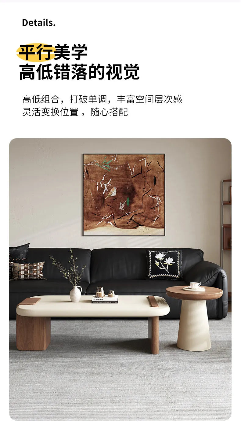Modern Coffee Table Living Room Small Marble Side Table Glass Round Center Table Nordic Japandi Wabi Sabi Minimalist Furniture by HARMONYA STORE