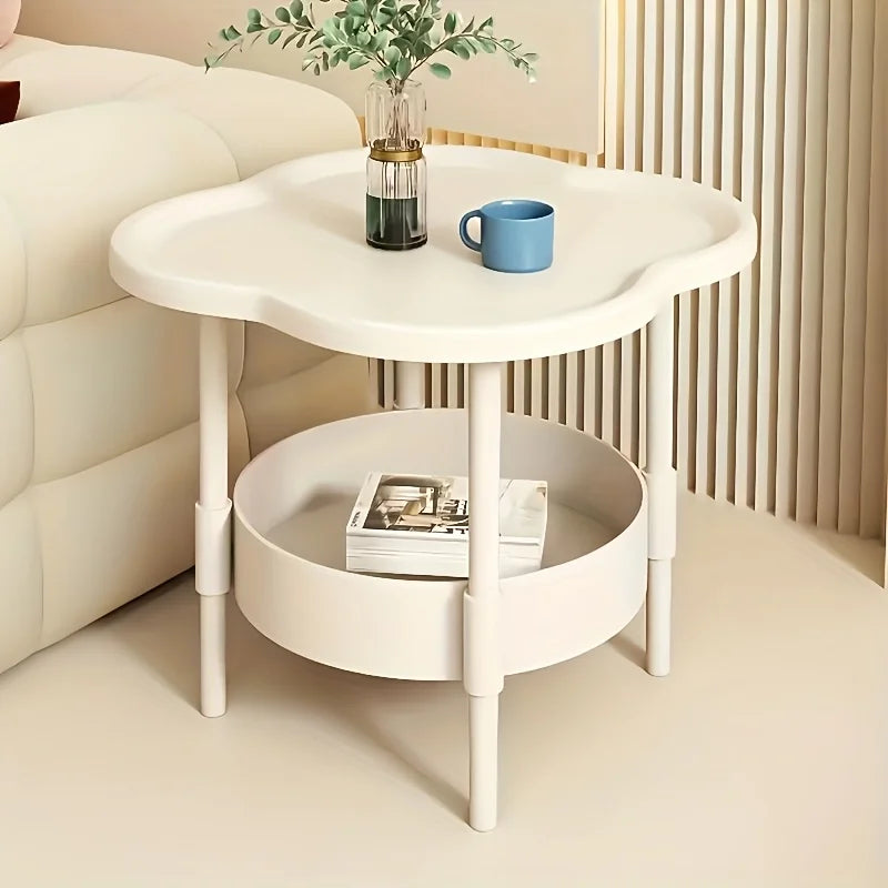 [Stylish Side Table] Stylish Modern Round Side Table with Storage Shelf | Space-Saving, Lightweight for Living Room, Bedroom by HARMONYA STORE