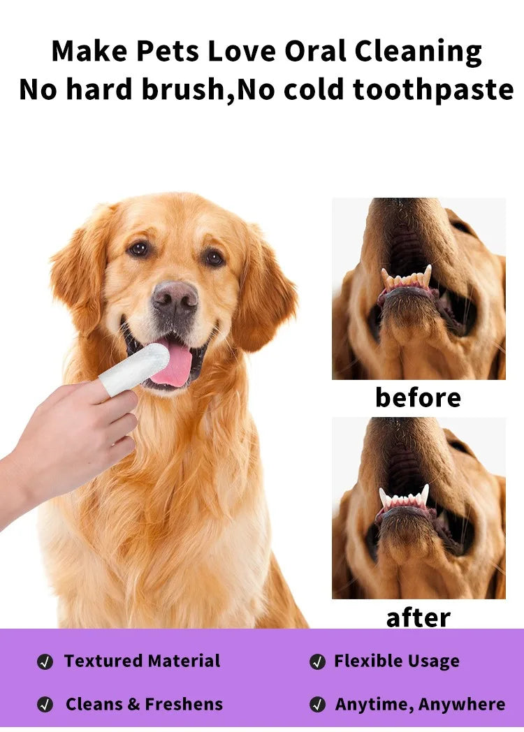 Pet cleaning products Disposable finger toothbrush Pet teeth cleaning finger covers wet wipes Dog and cat oral cleaning by HARMONYA STORE