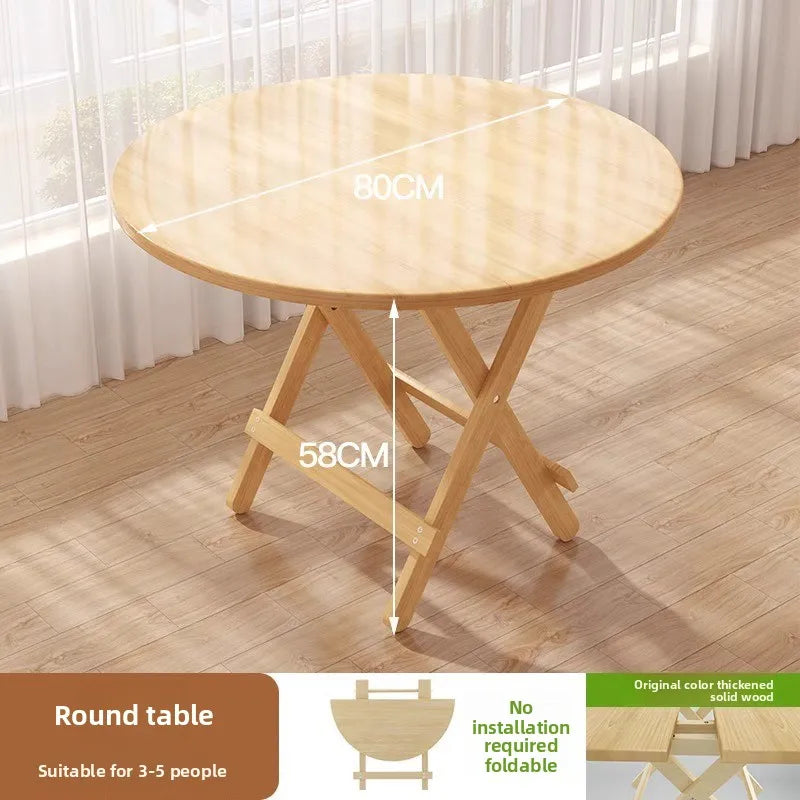 Solid Wood Rectangular Foldable Table Portable Dining Table for Home Small Apartment Balcony Bay Window Study Picnic Desk by HARMONYA STORE