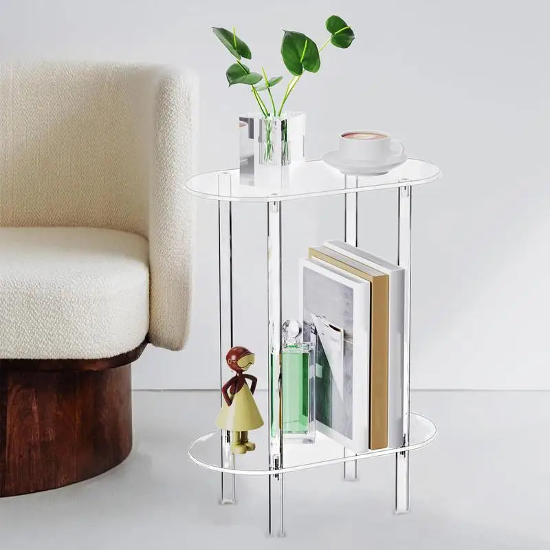 Sofa Table Side Transparent Tea Tables Auxiliary Table Acrylic Storage Cabinet Nightstands Acrylic Coffee Table For Home Decor by HARMONYA STORE