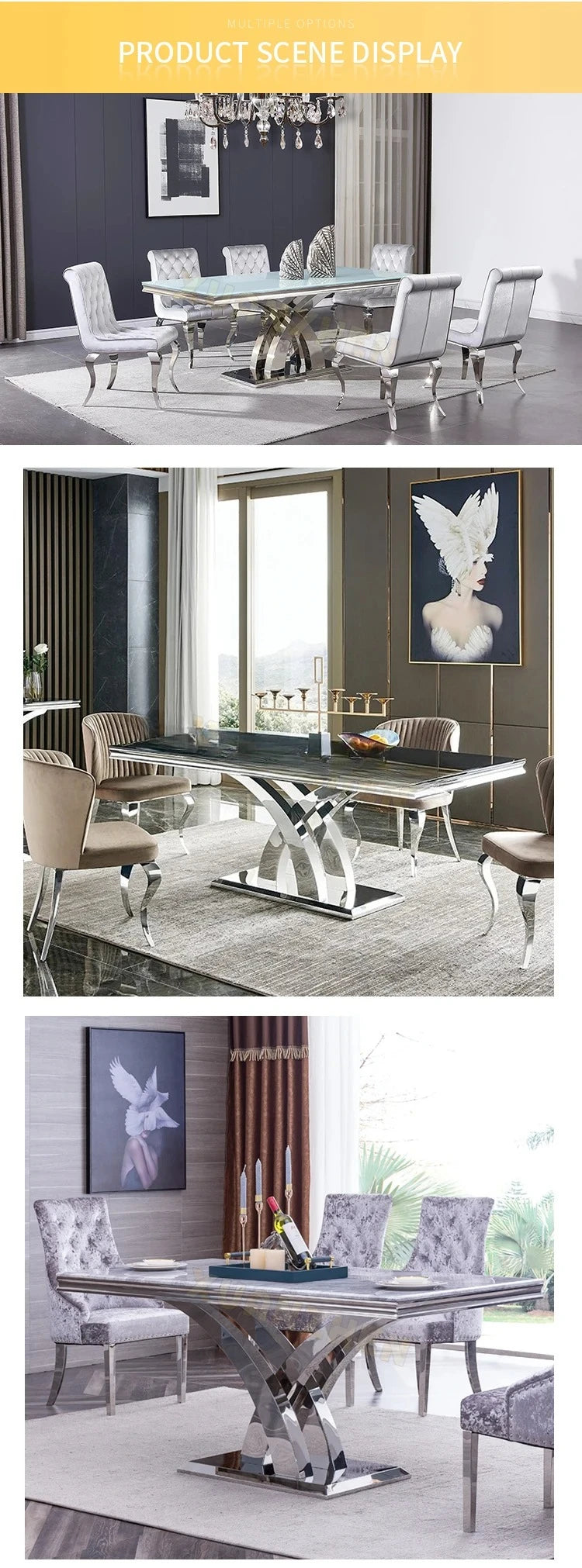 Modern Dining Table Set 6 Seater Marble Table Luxury Dining Tables Living Room, Furniture by HARMONYA STORE