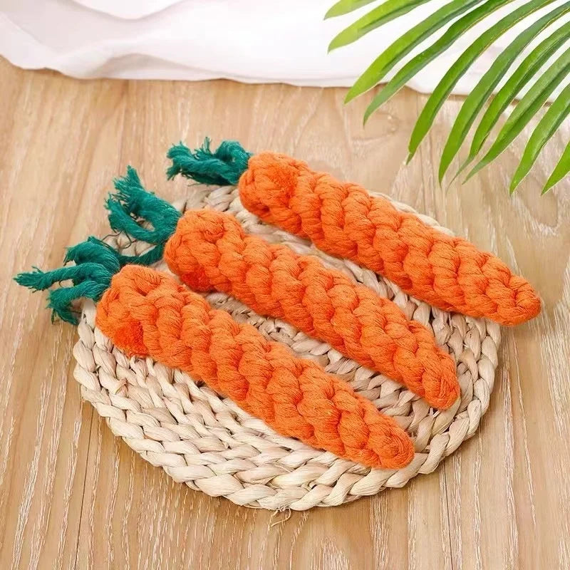 Cotton Rope Weaving Carrot Pet Toy for Puppies - Durable Wear & Bite Resistance Boredom Relief Dog Toy by HARMONYA STORE