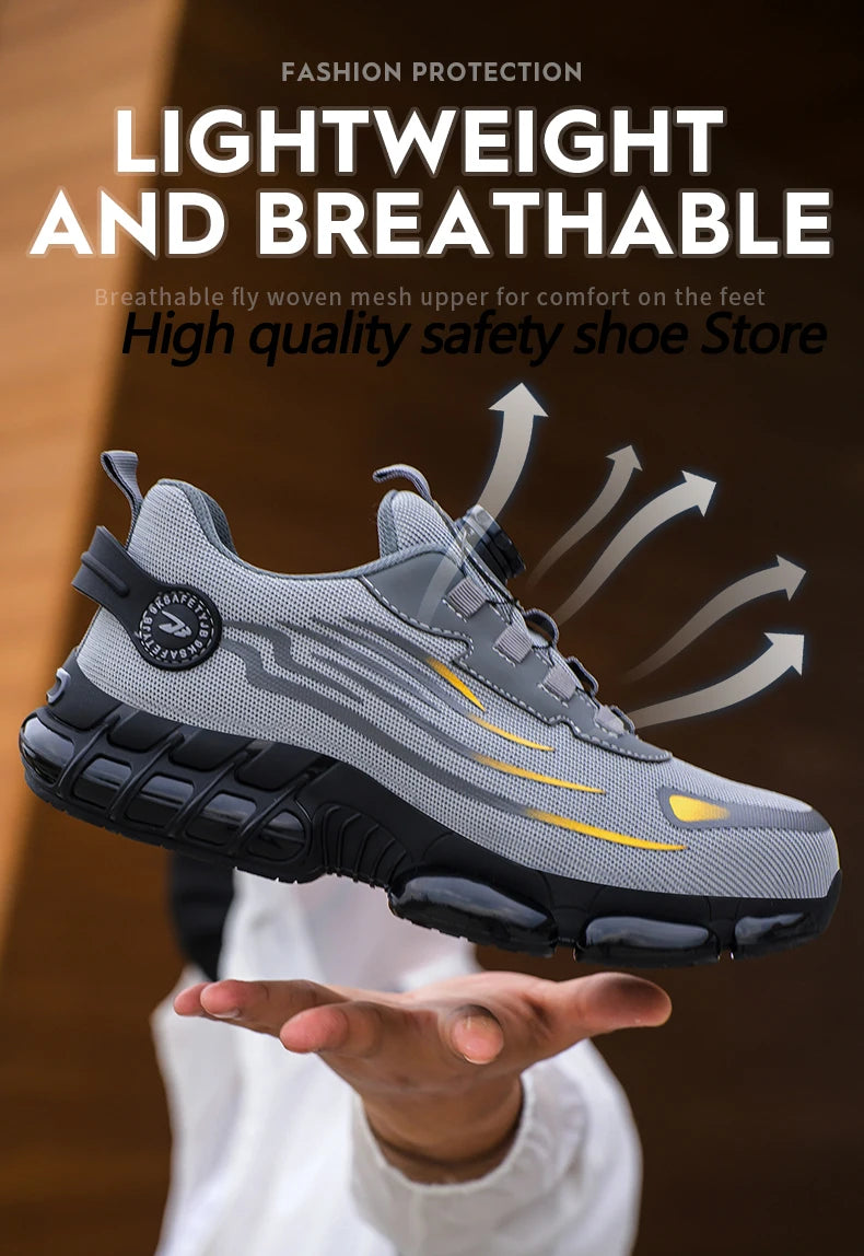 Rotating Button New Safety Shoes Men Anti-smash Anti-puncture Work Shoes Fashion Men Sport Shoes Security Protective Boots Men by HARMONYA STORE