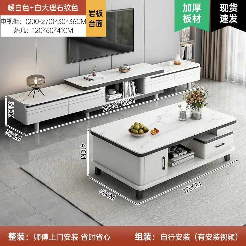 Modern LED TV Stand for Televisions Up Coffee Table Glass Shelves and Drawer Gaming Entertainment Center with Multiple Cabinet by HARMONYA STORE