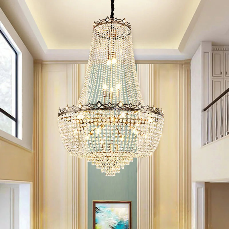 Luxury Crystal Chandeliers Lustre Duplex Loft Home Decorate Ceiling Chandelier Pendant Lights for Living Dining Room Żyrandol by HARMONYA STORE