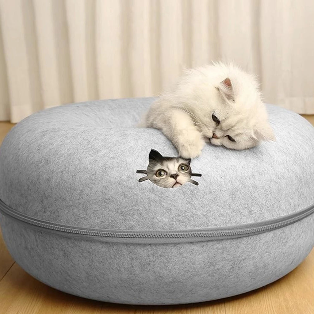 B-Tunnel Donut Cat Bed Interactive Tunnel Pet Felt Indoor Toys Cats House Kitten Training Toy Cat Kennel Cat Accessories by HARMONYA STORE