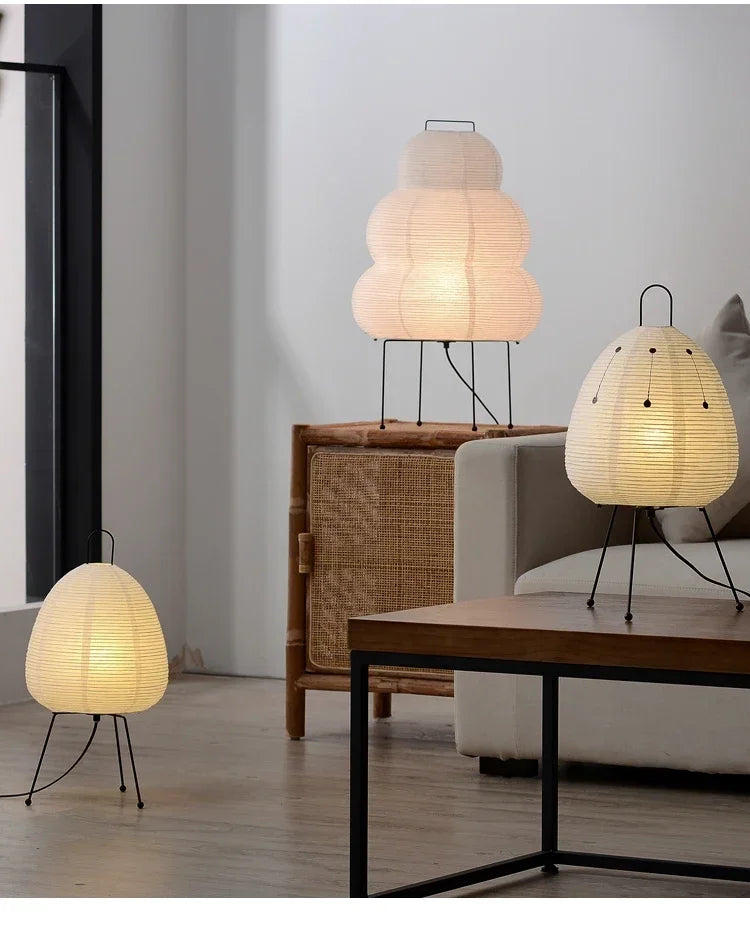Japanese-style Noguchi Isamu Tea Room Rice Paper Floor Lamp Hotel Bedroom Study Home Decorate Surprised Style Design Table Lamps by HARMONYA STORE