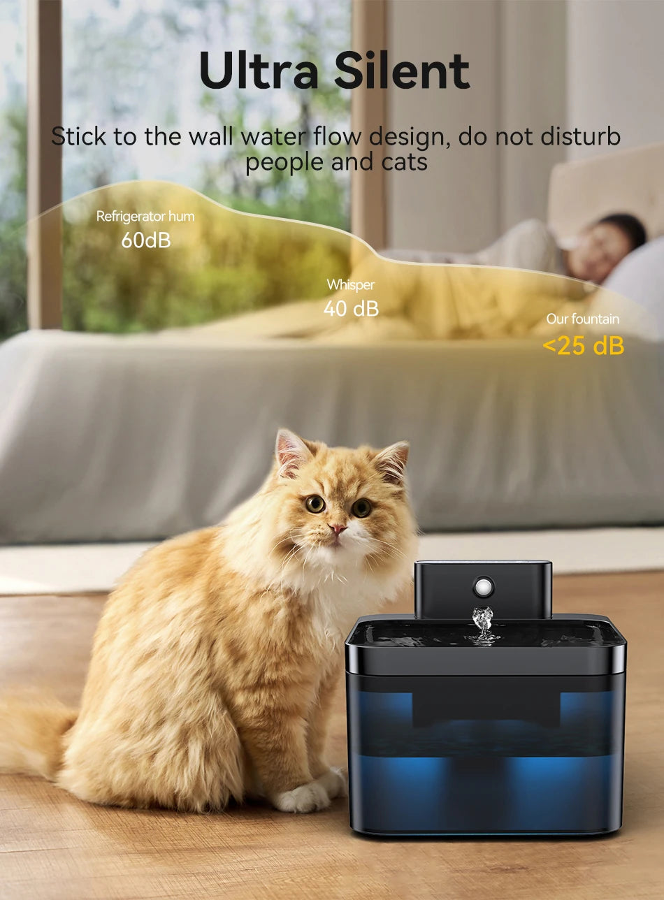 ROJECO Wireless Automatic Cat Water Fountain 2600mAh Pet Water Dispenser For Dog Cat Infrared Sensor Smart Pet Drinkier Fountain by HARMONYA STORE