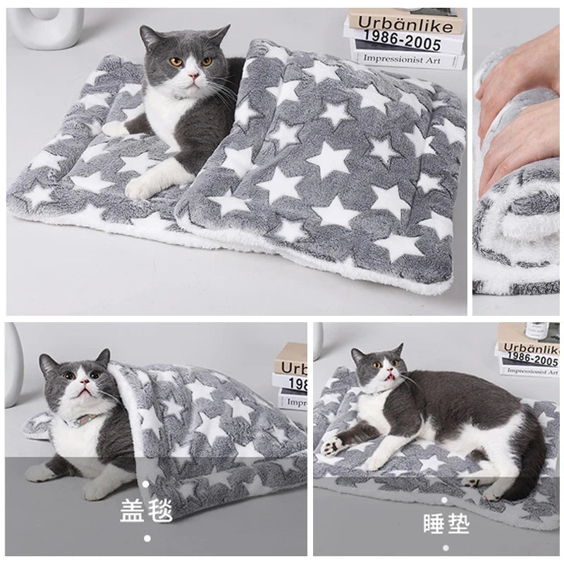Flannel Pet Sleeping Mat Dog Bed Cat Litter Puppy Bed Dog Sofa Lovely Mattress Cushion for Small Large Dog Blanket For Winter by HARMONYA STORE