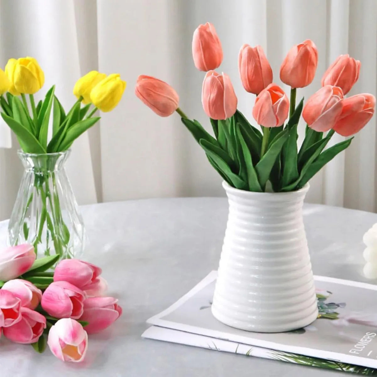 10Pcs Artificial Flower Realistic Touch Tulip Scrapbooking Vase Home Decor Wedding Garden Arch Garland Mother's Day Bouquet diy by HARMONYA STORE