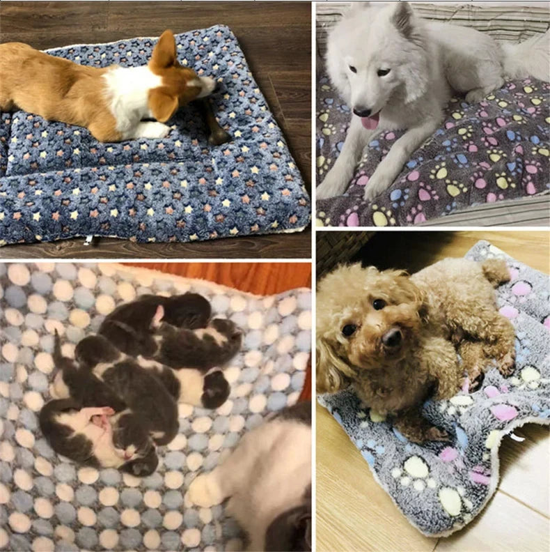 Flannel Pet Sleeping Mat Dog Bed Cat Litter Puppy Bed Dog Sofa Lovely Mattress Cushion for Small Large Dog Blanket For Winter by HARMONYA STORE