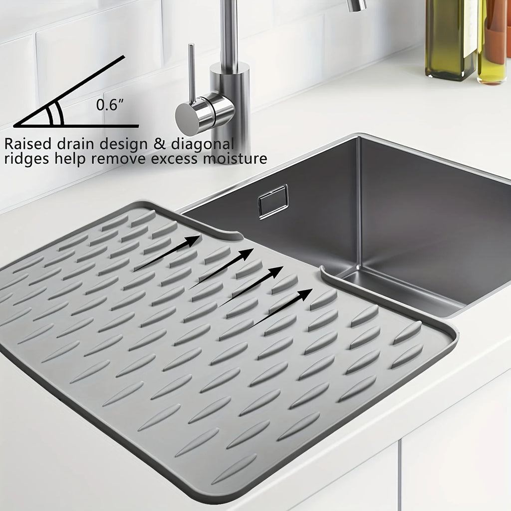 Kitchen Silicone Drain Mat with Built-in Drainage Design, Easy to Clean, Suitable for Countertops, Sinks, Refrigerators by HARMONYA STORE