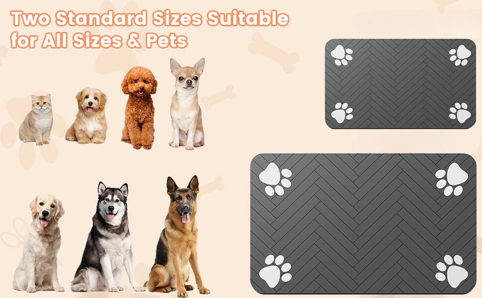 Pet Feeding Mat-Absorbent Pet Placemat Rubber Backing Quick Dry Water Mat for Dog Cat for Food and Water Bowl with Waterproof by HARMONYA STORE