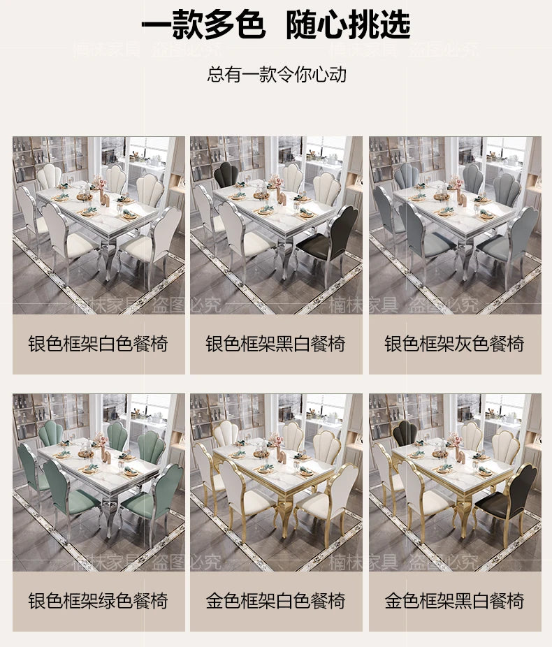 Marble Luxury Dining Table Unique Gold Individual White Italian Dining Table Rectangular Design Mesa Comedor Home Furniture by HARMONYA STORE