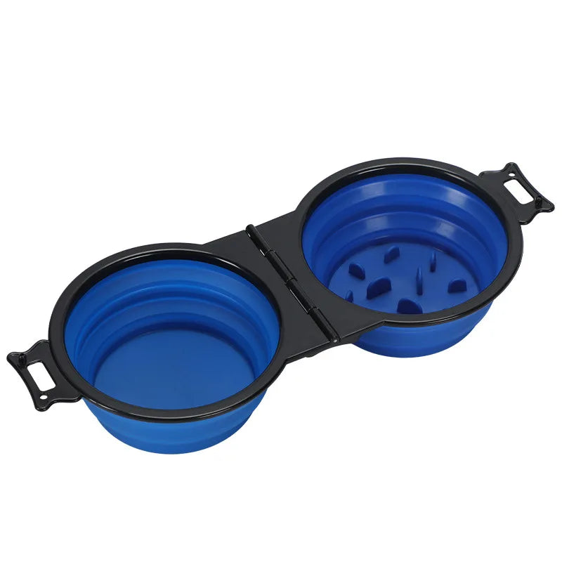 1-piece 2-in-1 Foldable Dual Bowl Feeding Bowl Portable Outdoor Travel Dog Cat Drinking Bowl Pet Supplies Outdoor Feeding Water by HARMONYA STORE