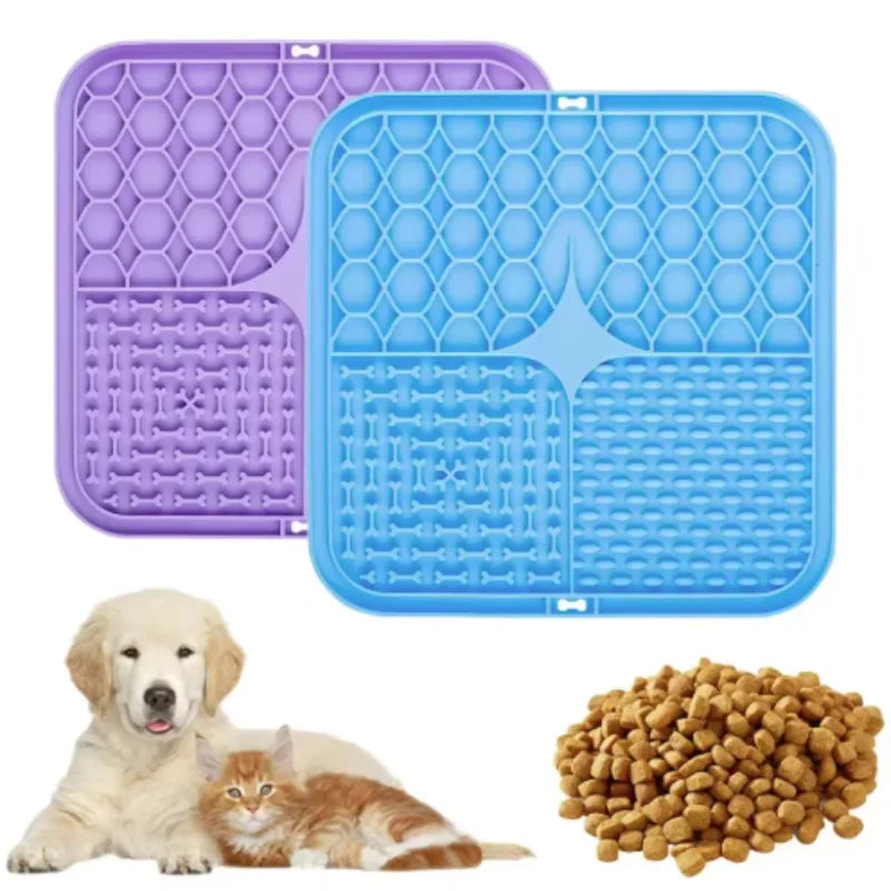 Pet Lick Silicone Mat Dogs Pet Slow Food Plate for Dog Bathing Distraction Silicone Dog Sucker Food Training Dog Feeder Supplies by HARMONYA STORE