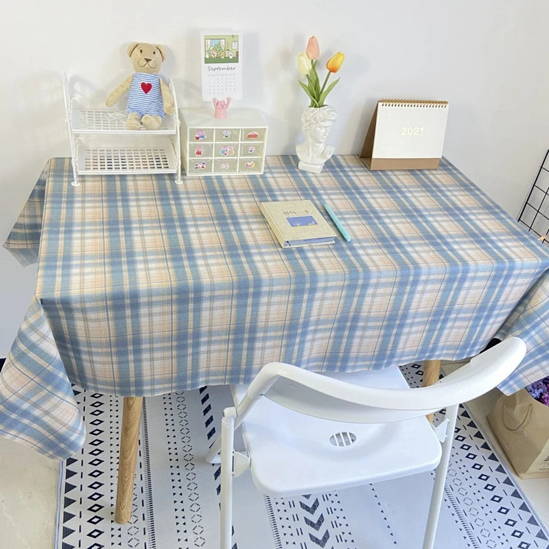 Plaid Tablecloth Table Cloth Desk Mat Dust-proof Dining Table Cloth Furniture Protector Picnic Mat Tapete Dressing Table Mat by HARMONYA STORE