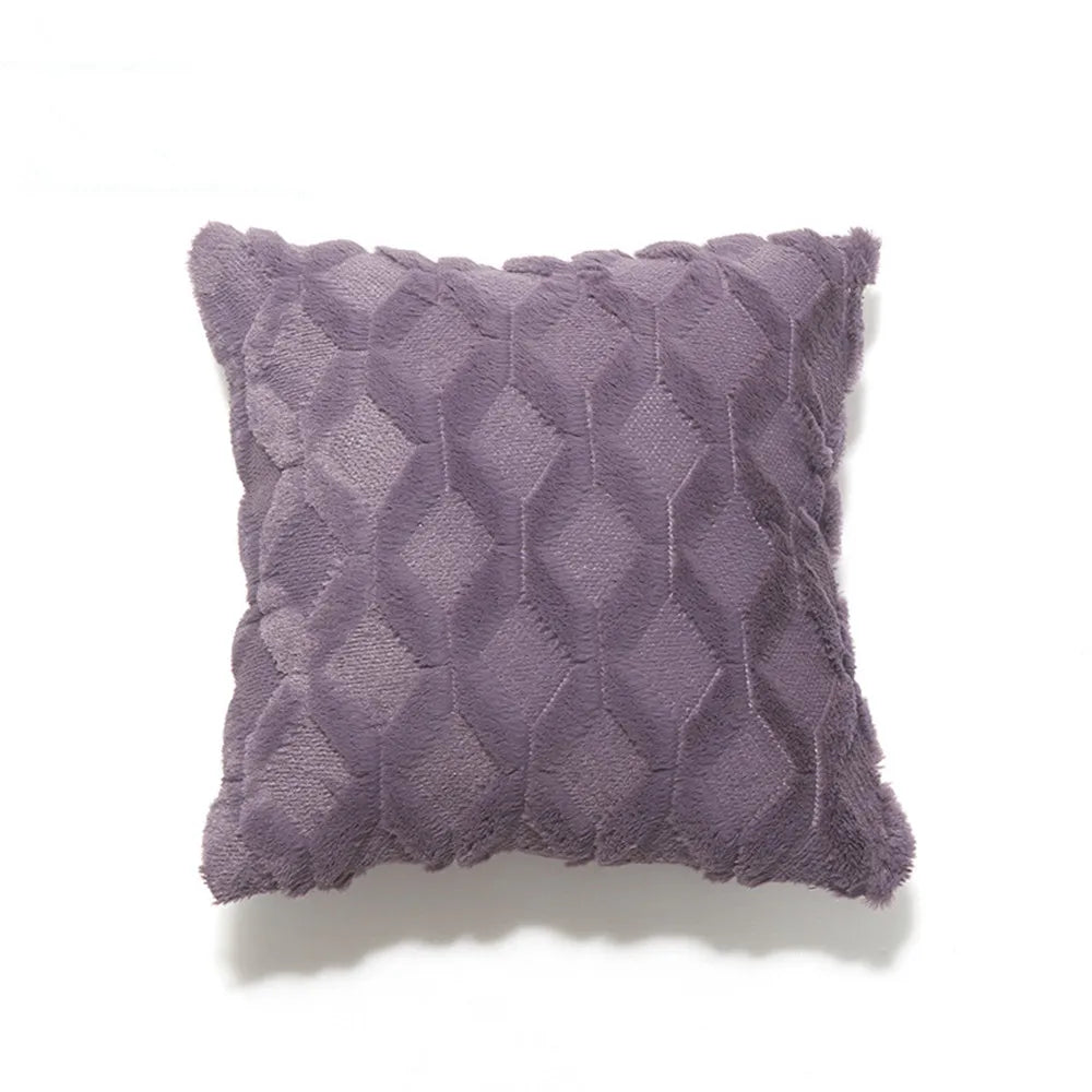 Plush Embroidered Cushion Cover 50x50cm/60x60 Faux Fur Soft Square Case Nordic Sofa Throw Pillow Cover Bedroom Home Decor by HARMONYA STORE