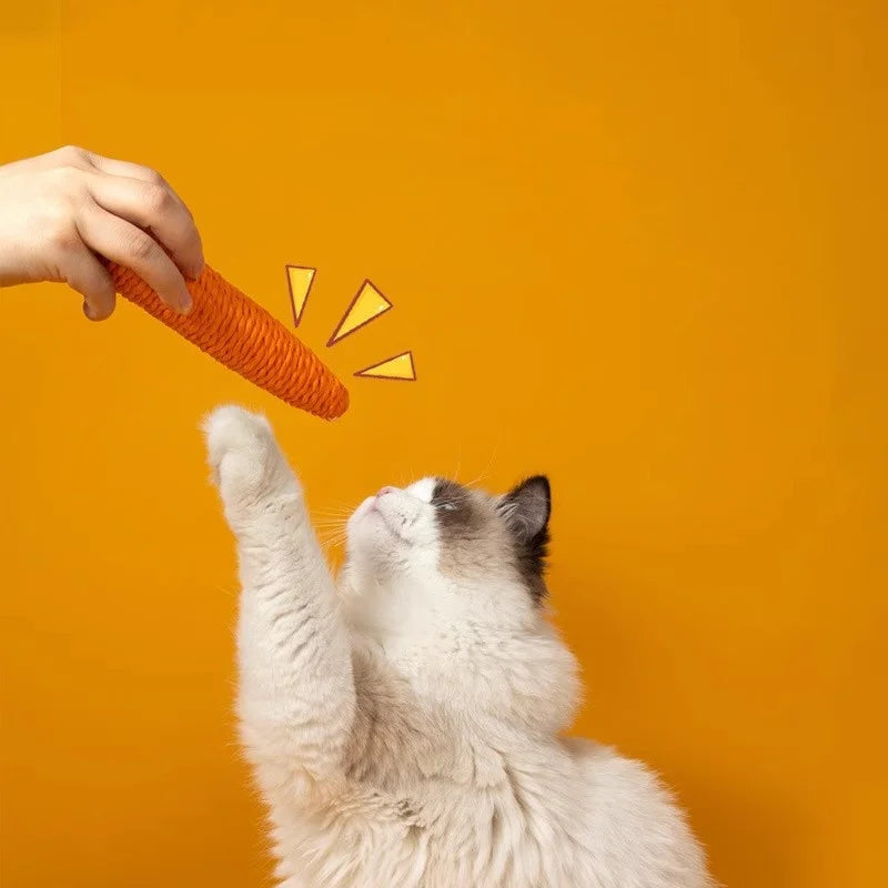 Fun Cat Teething Stick Sound Carrot Cuddle Toy Anti-Bite Scratch Board Pet Supplies for Interactive Entertainment by HARMONYA STORE