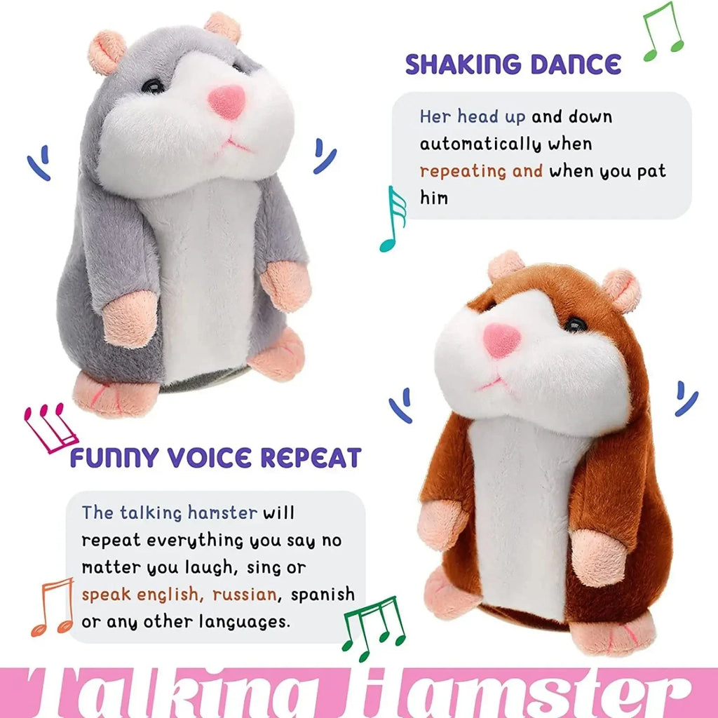 Learn To Imitate Talking Little Hamster Animal Plush Funny Toy Talking Nod Hamster Doll Soothing Crying Baby Toy Kids Gift by HARMONYA STORE