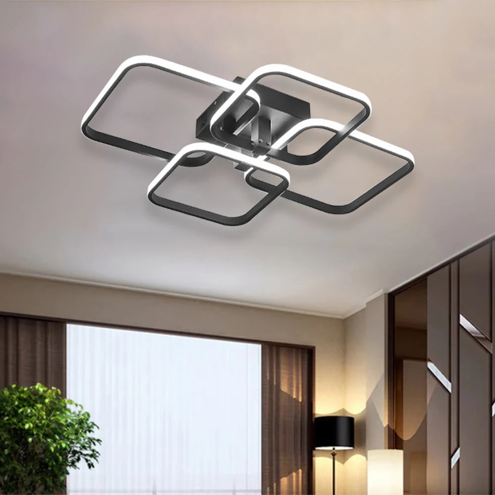Nordic LED Ceiling Lamp Square Aluminium Balck White Home Decor For Living Room Bedroom Restaurant Indoor Lighting Fixtures by HARMONYA STORE