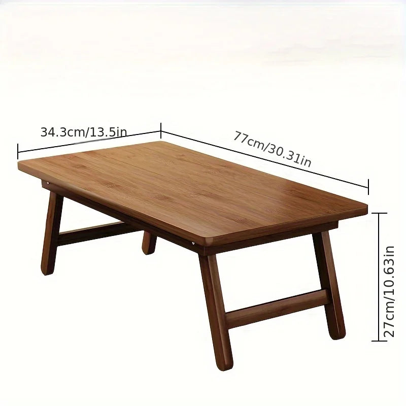 Versatile Foldable Coffee Table - Brown, Bamboo Top, Contemporary Style for Bay Window, Balcony, or Study Area, tea table by HARMONYA STORE
