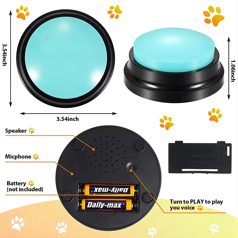 Dog Communication Buttons Voice Recording Button for Pet Training Buzzer 30 Second Record Playback Funny Gift for Talking by HARMONYA STORE