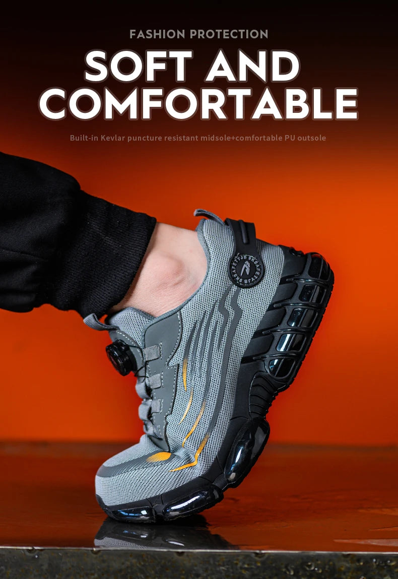 Rotating Button New Safety Shoes Men Anti-smash Anti-puncture Work Shoes Fashion Men Sport Shoes Security Protective Boots Men by HARMONYA STORE