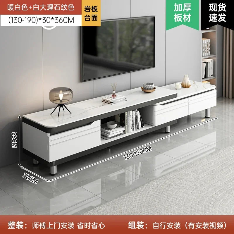 Modern LED TV Stand for Televisions Up Coffee Table Glass Shelves and Drawer Gaming Entertainment Center with Multiple Cabinet by HARMONYA STORE