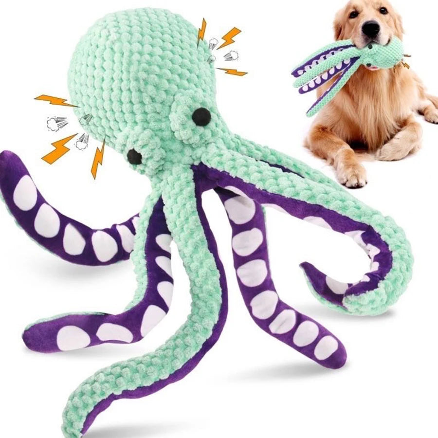 Dog pet plush octopus toy interactive sound anti-demolition home large and small dog boredom companion toy by HARMONYA STORE