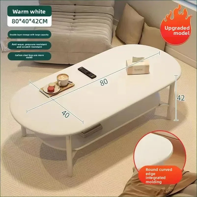 Coffee table small apartment living room household sofa tea table oval table small table by HARMONYA STORE