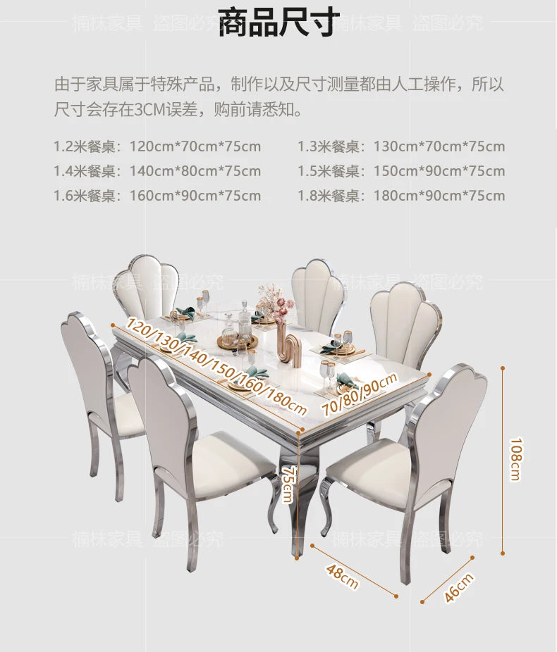 Marble Luxury Dining Table Unique Gold Individual White Italian Dining Table Rectangular Design Mesa Comedor Home Furniture by HARMONYA STORE