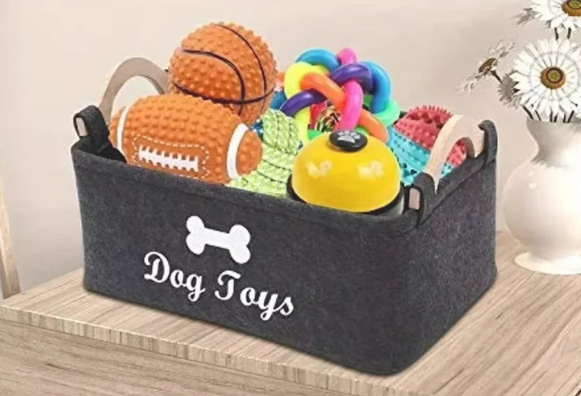 Felt pet toy box, dog toy box, storage basket box - perfect for organizing pets by HARMONYA STORE
