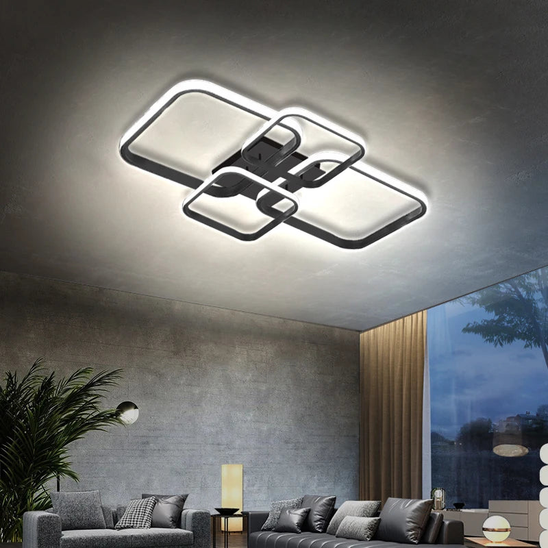 Nordic LED Ceiling Lamp Square Aluminium Balck White Home Decor For Living Room Bedroom Restaurant Indoor Lighting Fixtures by HARMONYA STORE