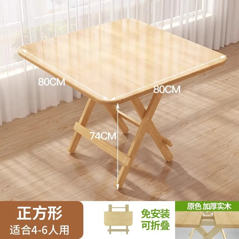Solid Wood Rectangular Foldable Table Portable Dining Table for Home Small Apartment Balcony Bay Window Study Picnic Desk by HARMONYA STORE