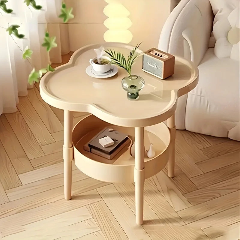 [Stylish Side Table] Stylish Modern Round Side Table with Storage Shelf | Space-Saving, Lightweight for Living Room, Bedroom by HARMONYA STORE