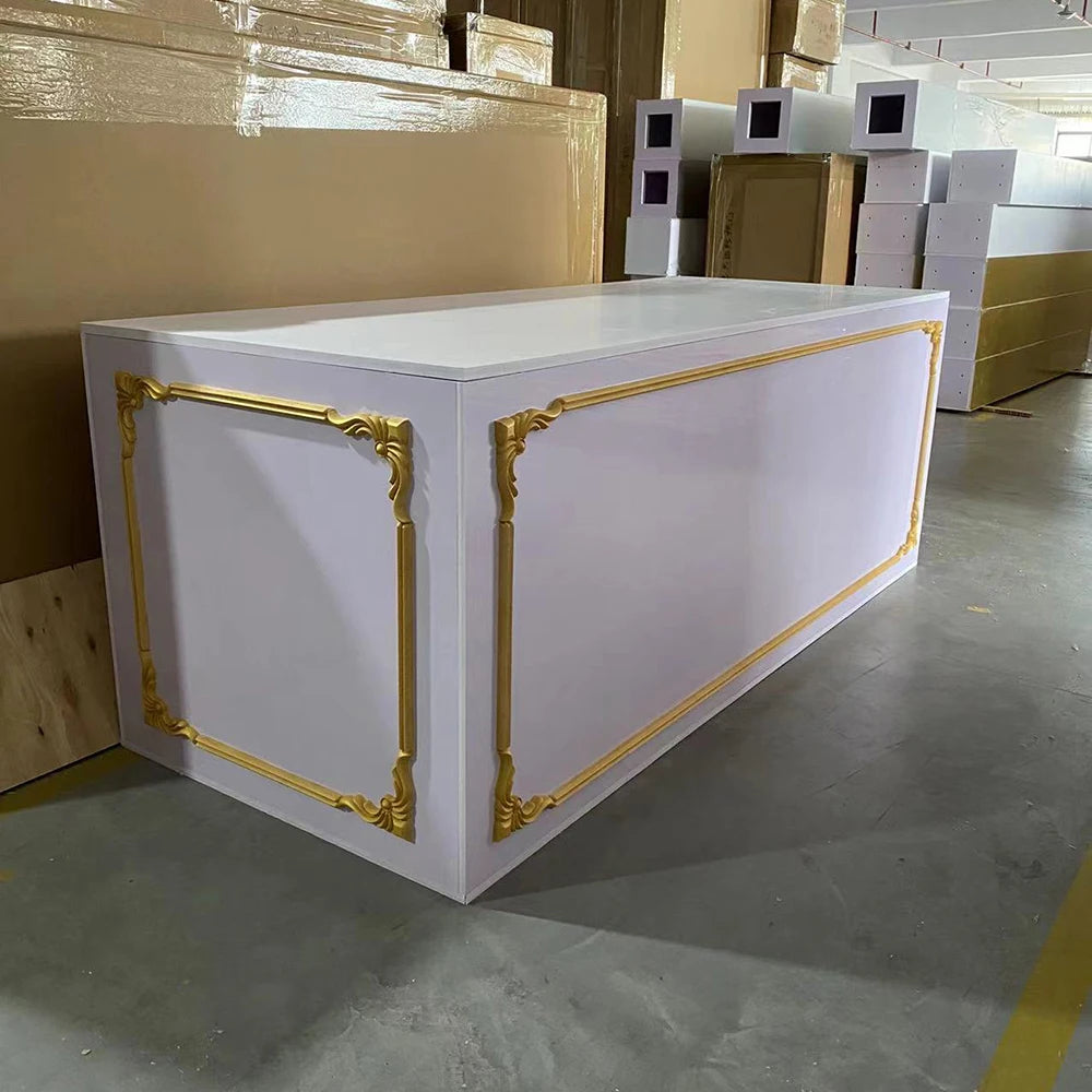 Party Use Bar Furniture Straight Shape Stainless Steel Frame White Acrylic Portable Folding Bar Tables by HARMONYA STORE