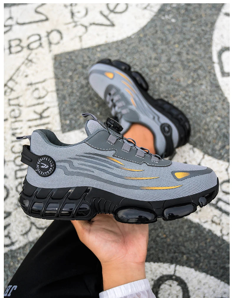 Rotating Button New Safety Shoes Men Anti-smash Anti-puncture Work Shoes Fashion Men Sport Shoes Security Protective Boots Men by HARMONYA STORE