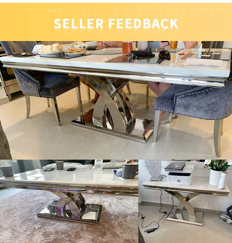 Modern Dining Table Set 6 Seater Marble Table Luxury Dining Tables Living Room, Furniture by HARMONYA STORE